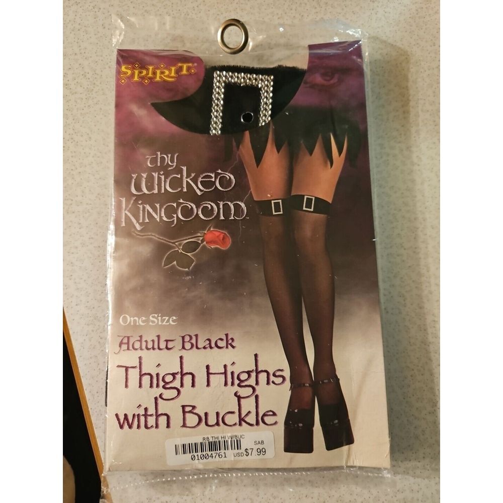 The Wicked‎ Kingoom Adult Black Thigh Highs With Buckle  1 Size